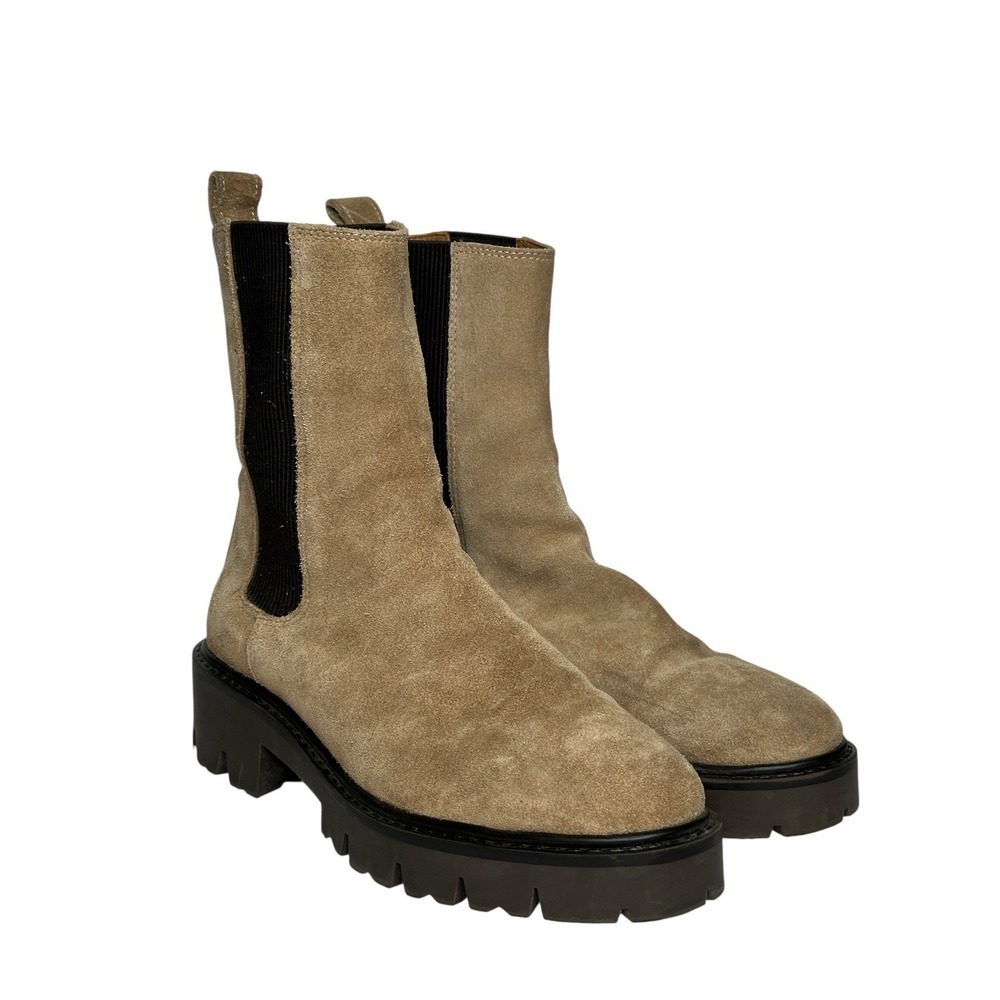 Bobbies Paris Carly Chelsea Antelope Boots Sz 37 6.5 Womens Lug Chunky Sole